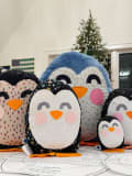 Woollypetals Penguin Pillow in multiple sizes with patterned and solid fabrics