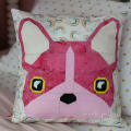 Woollypetals Beatrice Bulldog foundation paper pieced pillow with pink face and yellow eyes