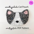 Woollypetals Cat Pouch sewing pattern with polka dot fabric and pink ears