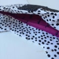 Woollypetals Cat Pouch with polka dot fabric and purple lining