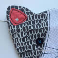 Woollypetals Cat Pouch with black and white scale pattern and pink ear detail