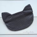 Woollypetals Cat Pouch in gray fabric with black polka dots