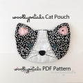Woollypetals Cat Pouch with black polka dot fabric and pink ears