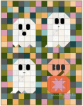Woollypetals Ghost Party Pumpkin Expansion Pack quilt with colorful pumpkin blocks
