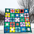 Woollypetals Hearts All Around Quilt in bright multicolored blocks