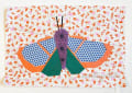Woollypetals Moth Eclipse FPP pattern with blue polka dot wings and purple body