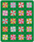 Woollypetals StarFlake Quilt Block pattern with 20 colorful star and snowflake blocks