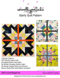 Woollypetals Starfy Quilt Pattern with four border options in colorful fabrics