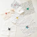 Woollypetals To the Stars FPP Pack pattern pieces and fabric samples with decorative stars