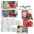 Woollypetals Strawberry Pillow pattern in multiple sizes and fabric options