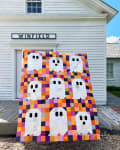 Woollypetals Ghost Party quilt displayed on Winfield building exterior