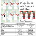 Woollypetals Do You Want to Sew a Snowman quilt with cream, blue, and red patchwork fabrics