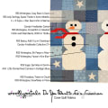 Woollypetals Do You Want to Sew a Snowman Quilt with blue patchwork background