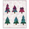 Woollypetals Enchanted Forest quilt with colorful patchwork trees on cream background