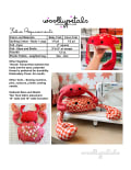Woollypetals Coco the Crab stuffed pattern in red fabrics