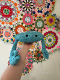 Woollypetals Coco the Crab stuffed plush in turquoise with star pattern