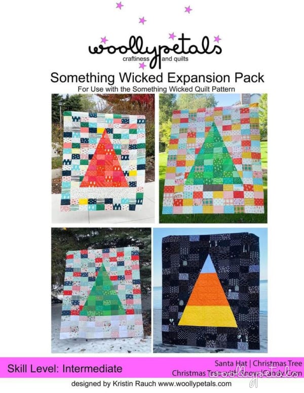 Woollypetals Something Wicked Expansion Pack with four holiday quilt variations
