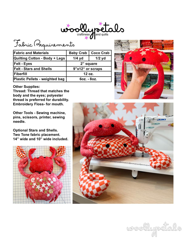 Woollypetals Coco the Crab stuffed plush in red with star details