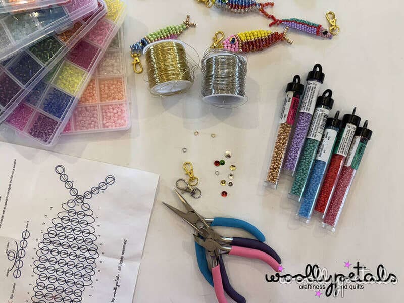 Woollypetals Beaded Sardine Charm tutorial supplies and materials