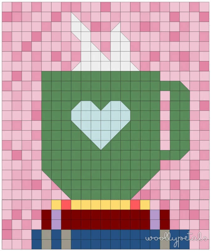 Woollypetals Book Date Patchwork Quilt with apple and heart design