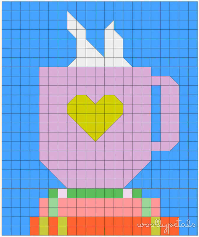 Woollypetals Book Date Patchwork Quilt in pink, yellow, green, orange and blue