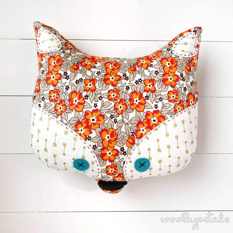 Chicken Pincushion with orange floral and arrow print fabrics
