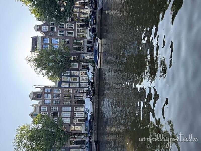 Amsterdam canal houses and waterway view