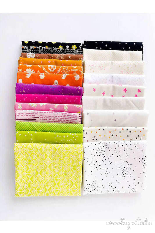 Ghost Party fabric kit with colorful Halloween-themed quilting cotton bundle