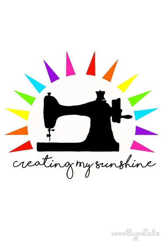 Ghost Party sewing pattern logo with colorful rays and black sewing machine silhouette