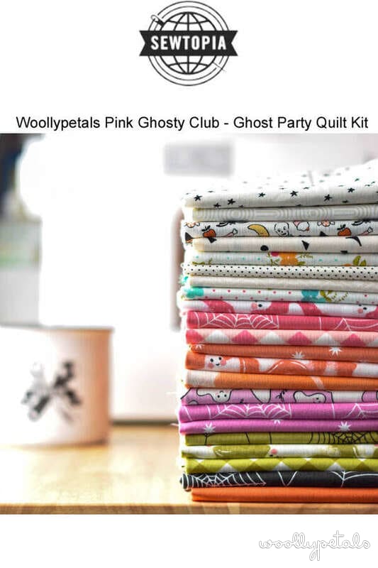 Woollypetals Ghost Party quilt kit fabric bundle in colorful prints
