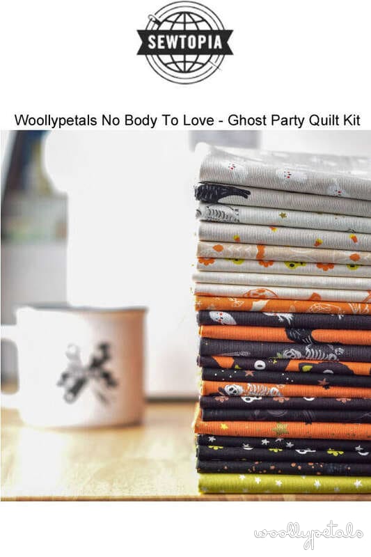 Woollypetals No Body To Love Ghost Party quilt kit fabric stack