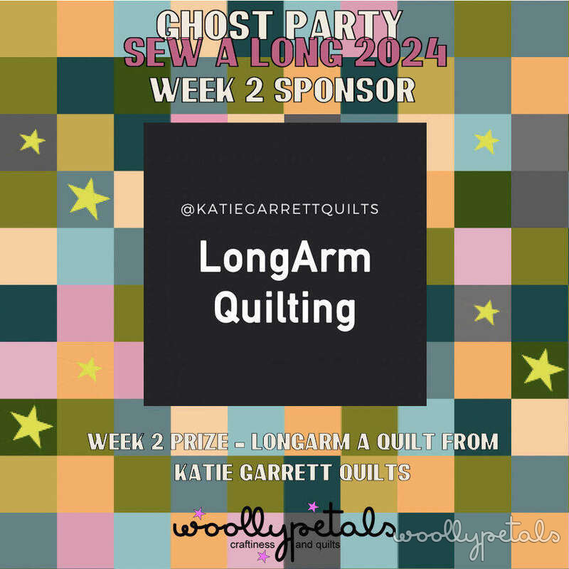 Ghost Party SAL Week 2 sponsor announcement for LongArm Quilting by Katie Garrett Quilts