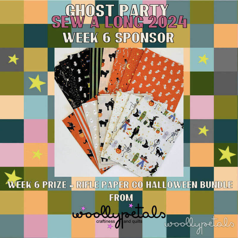 Ghost Party SAL Week 6 Sponsor - Riffle Paper Co Halloween fabric bundle