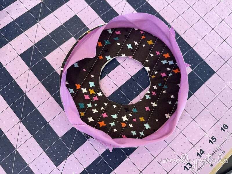 Woollypetals Silly Goose Witch Hat Tutorial fabric pieces on cutting mat